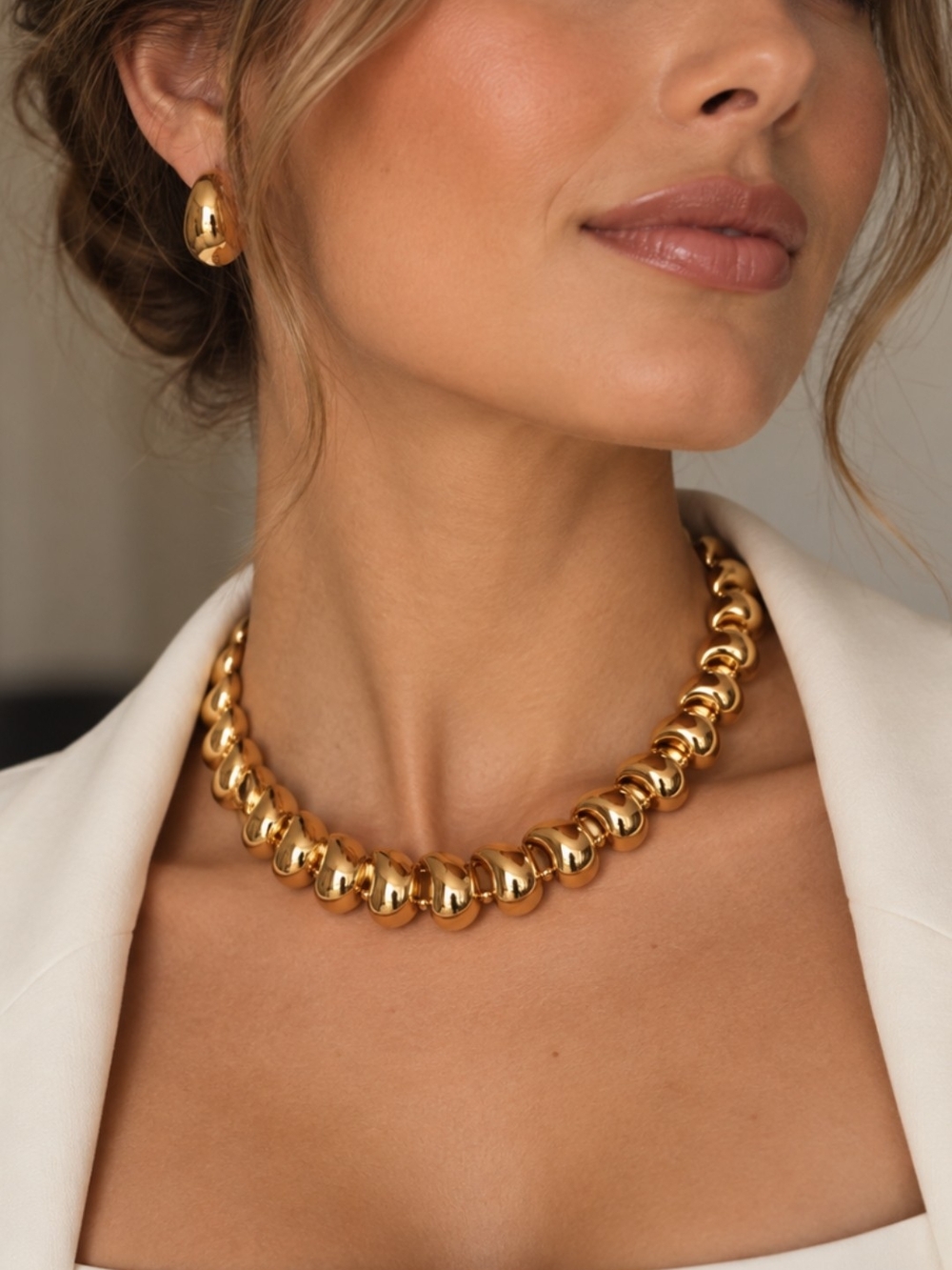 Gold Chunky Bead Necklace